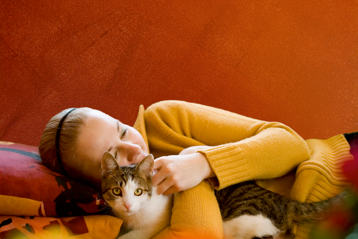 kvinde krammer kat