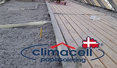 loftrum efterisoleret med papirisolering